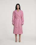 Rosé Bouclé Coat Women Elegant Textured Long Coat Stylish