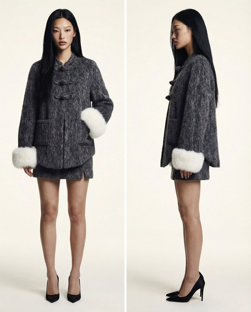 Brushed Wool Set Soft Warm Cozy Matching Outfit for Women