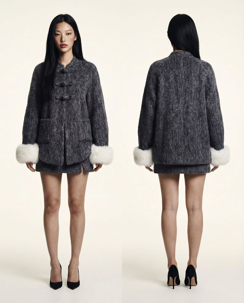 Brushed Wool Set Soft Warm Cozy Matching Outfit for Women