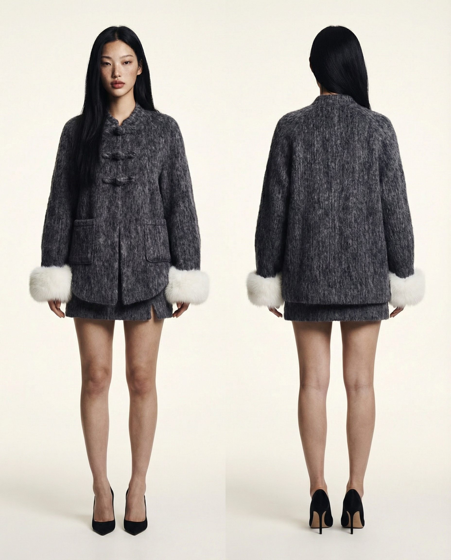 Brushed Wool Set Soft Warm Cozy Matching Outfit for Women