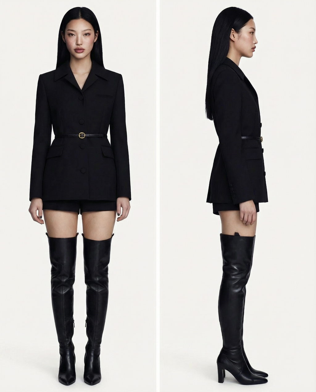 Noir Blazer Dress Women Elegant Black Tailored Mini Blazer 