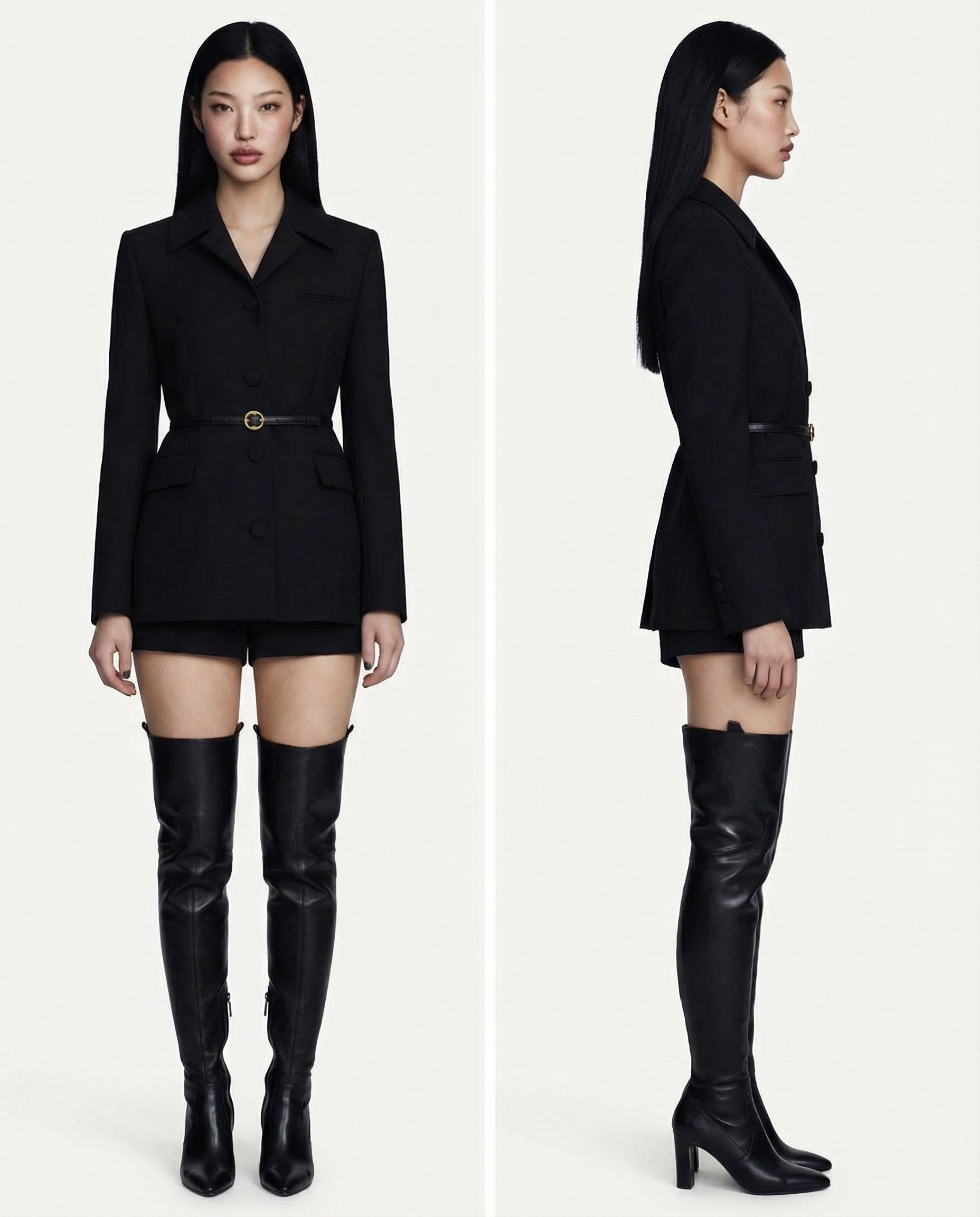 Noir Blazer Dress Women Elegant Black Tailored Mini Blazer 