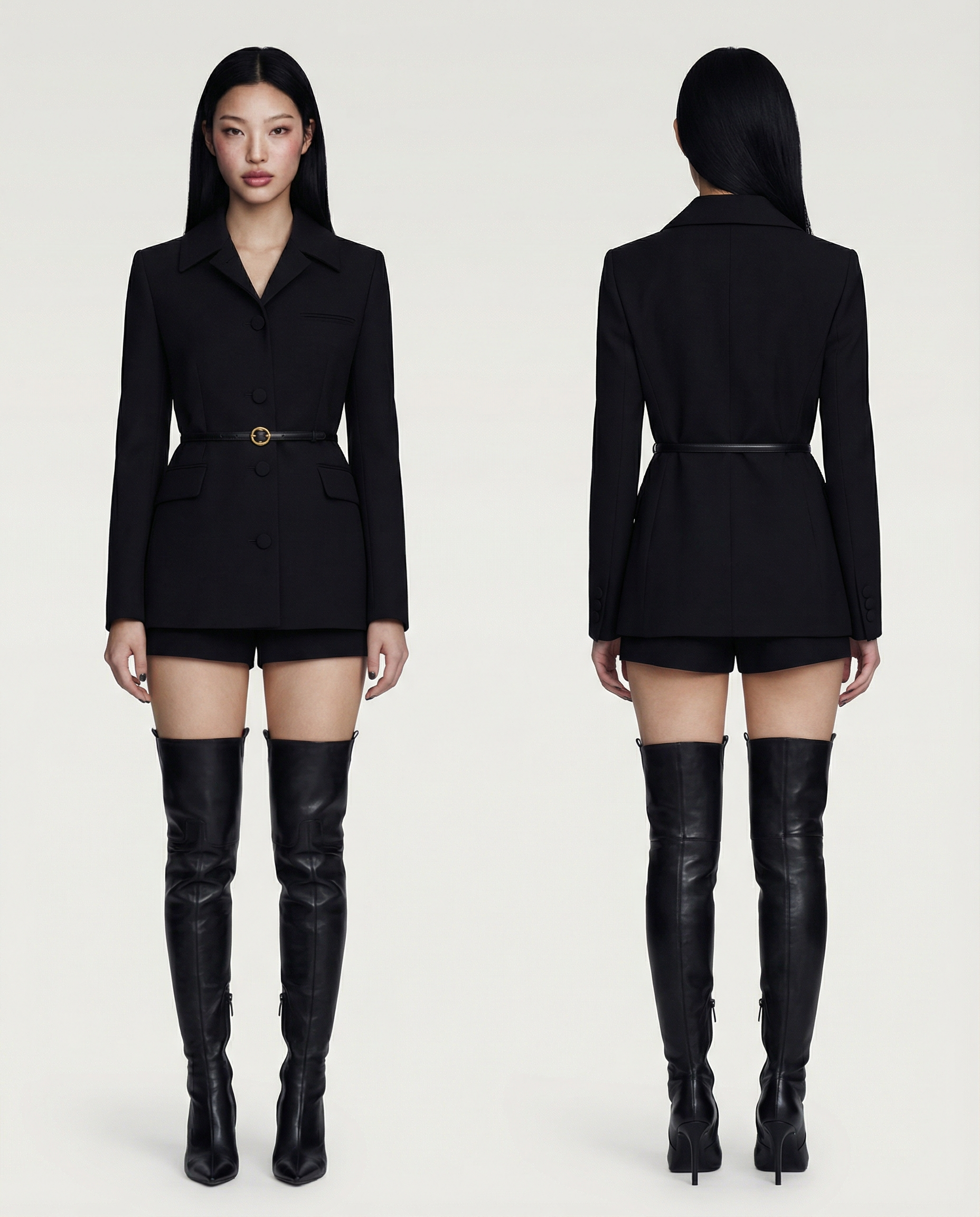 Noir Blazer Dress Women Elegant Black Tailored Mini Blazer 