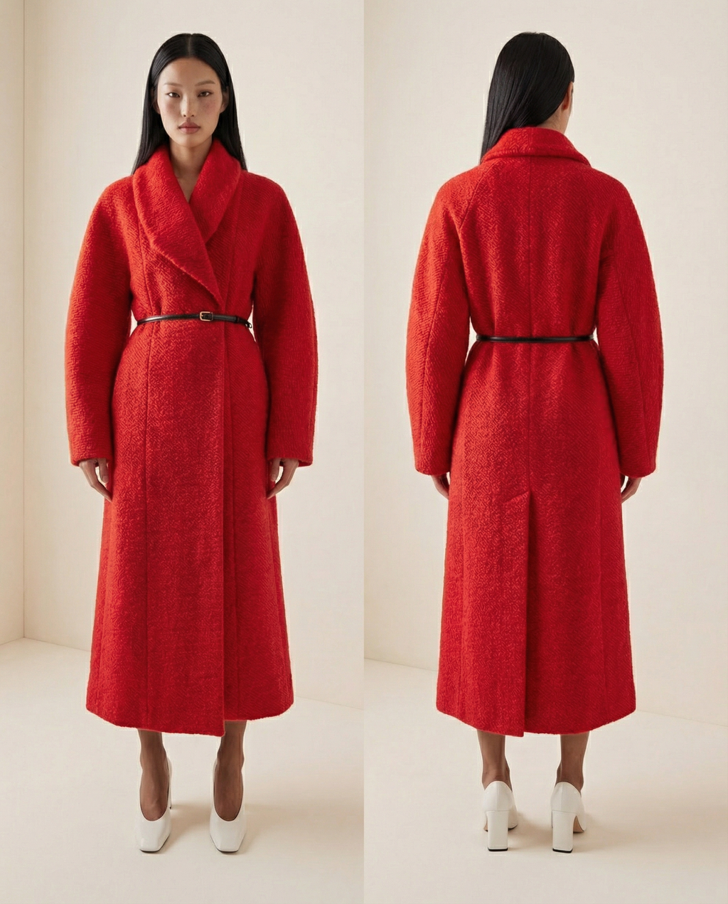 Scarlet Wrap Coat Women Elegant Long Belted Winter Coat