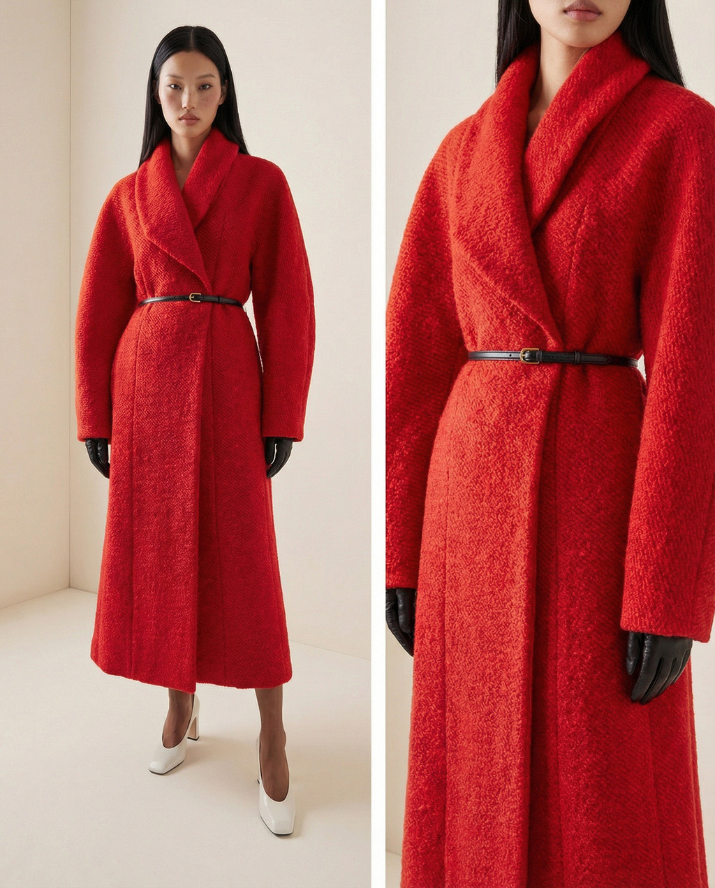 Scarlet Wrap Coat Women Elegant Long Belted Winter Coat