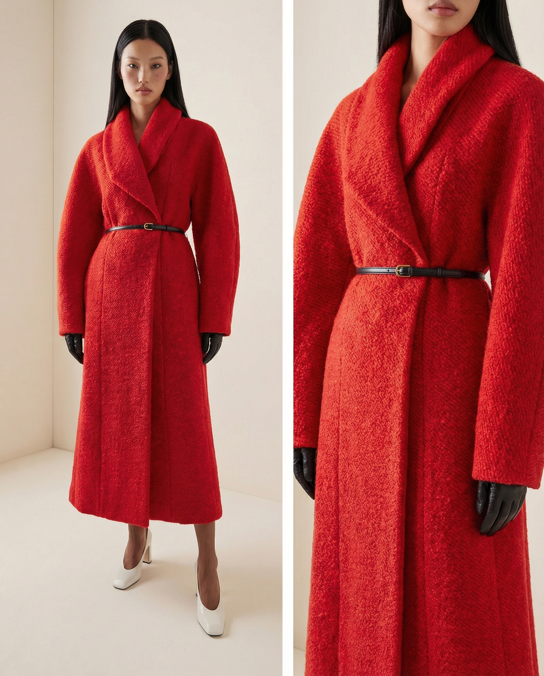 Scarlet Wrap Coat Women Elegant Long Belted Winter Coat